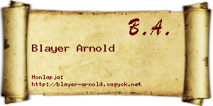 Blayer Arnold névjegykártya
